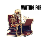 Skeleton waiting for appraisal front print design