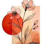 Minimal peach floral graphic print design