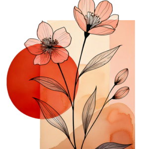 Minimal peach floral graphic print design