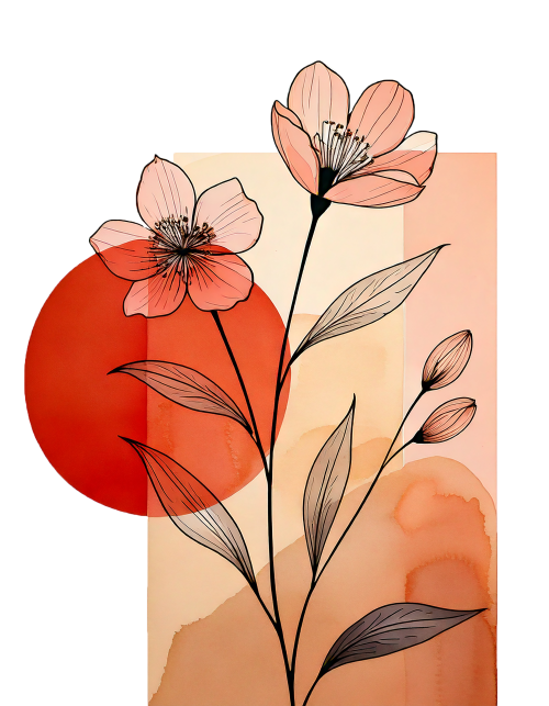 Minimal peach floral graphic print design