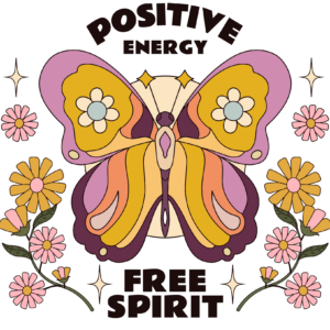 Positive Energy Free Spirit butterfly graphic print design