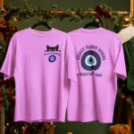 Unisex purple oversized T-shirt with Evil Eye Energy Flow front and back print