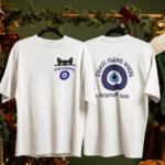 Unisex white oversized T-shirt with Evil Eye Energy Flow front and back print