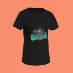 Unisex black round neck T-shirt with Funky Baba graphic