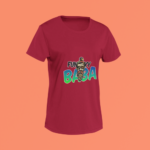 Unisex maroon round neck T-shirt with Funky Baba graphic