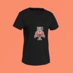 Unisex black round neck T-shirt with Please Use Me brain graphic