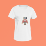 Unisex white round neck T-shirt with Please Use Me brain graphic