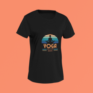 Unisex black round neck T-shirt with Yoga Take A Deep Breath graphic