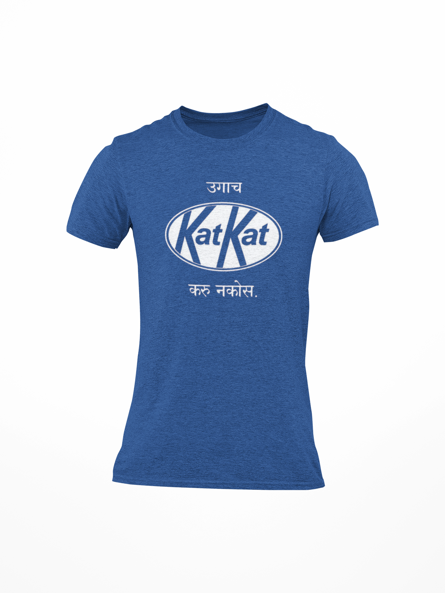 Women KatKat Marathi quote round neck T-shirt in royal blue