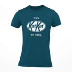 Women KatKat Marathi quote round neck T-shirt in teal blue