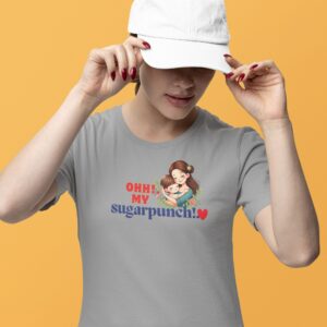 Women wearing grey Ohh My Sugarpunch round neck T-shirt