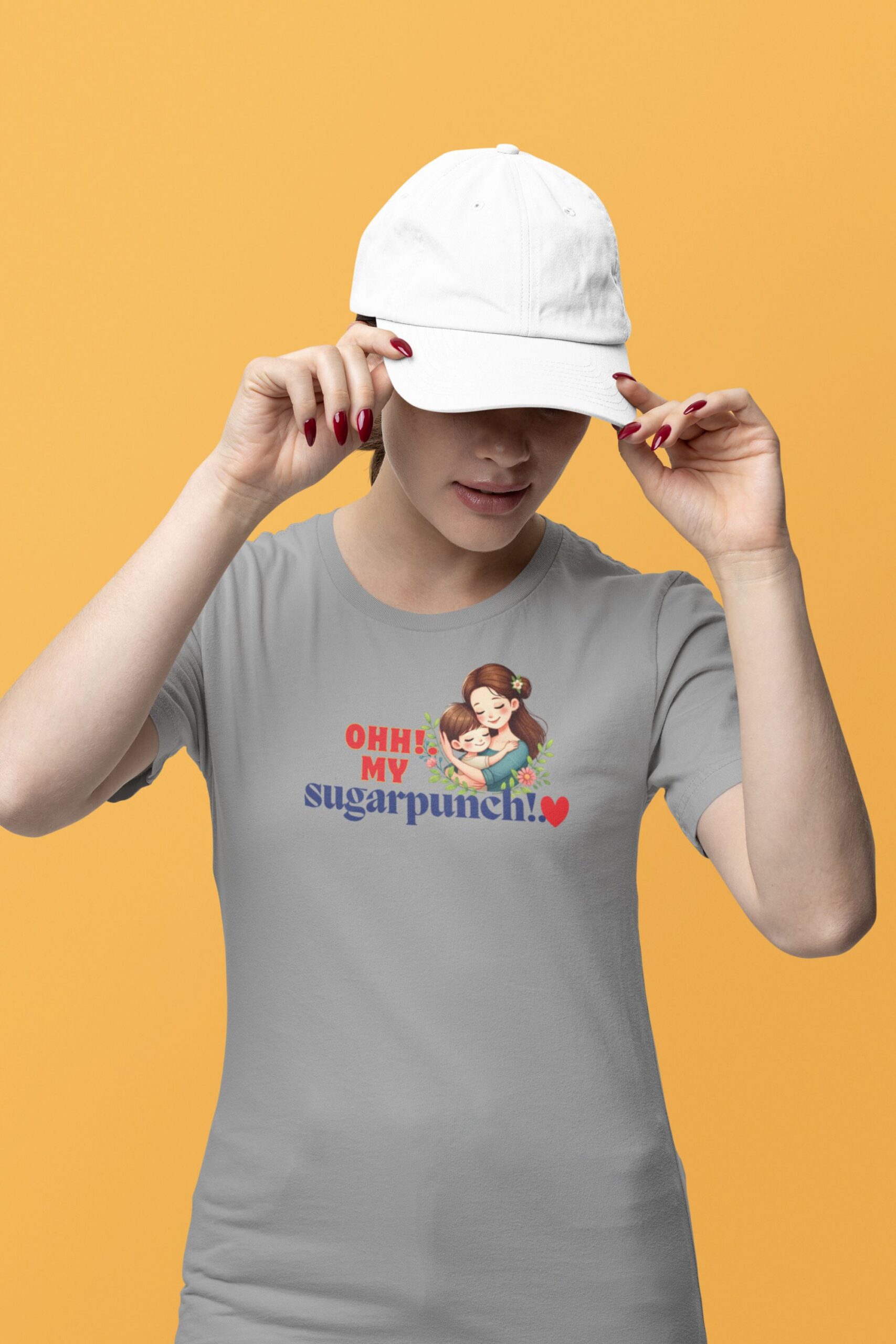 Women wearing grey Ohh My Sugarpunch round neck T-shirt